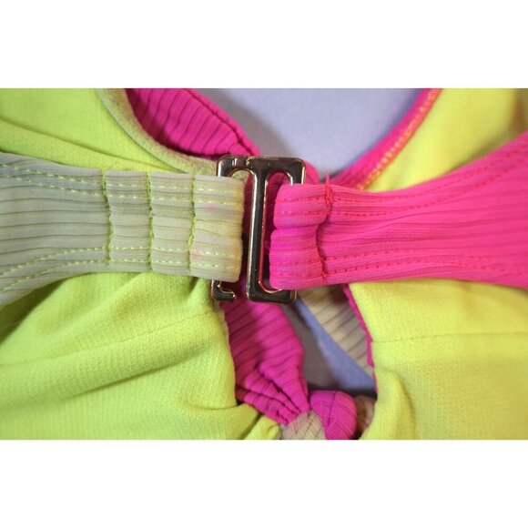 No Boundaries Juniors' Neon Colorblock One-Piece Swimsuit - Size M (7/9) - Picture 7 of 8